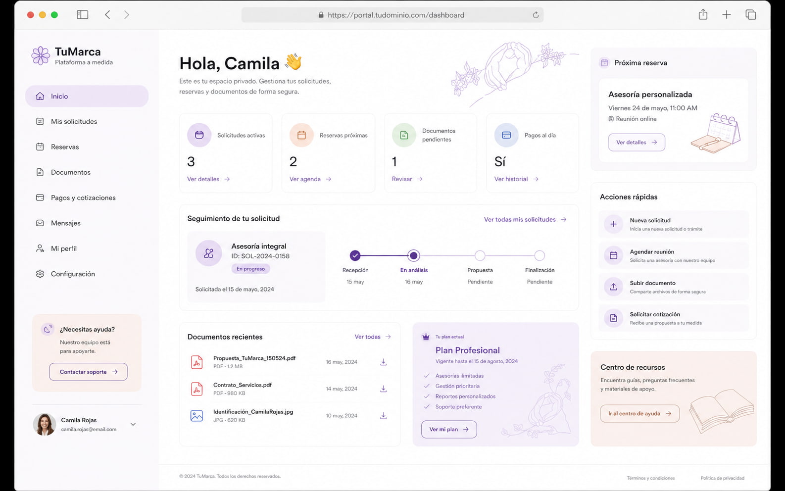 Plataforma web y sistema personalizado