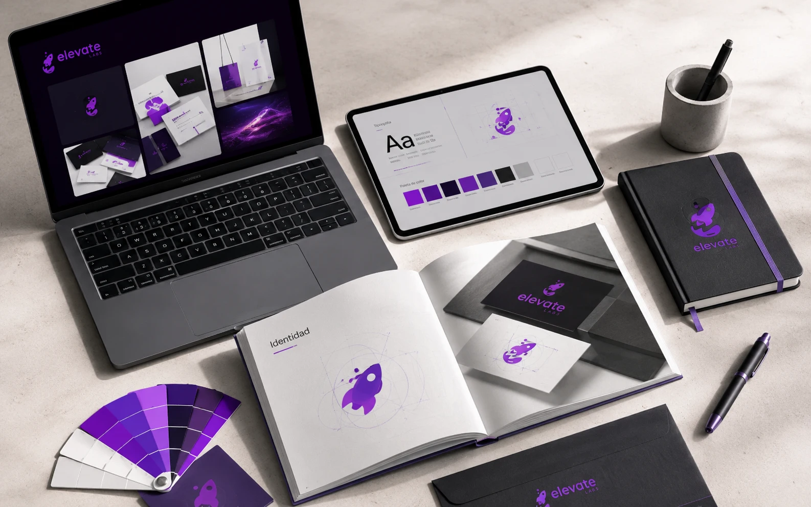 Aplicaciones de branding e identidad visual desarrolladas por Elevate Labs